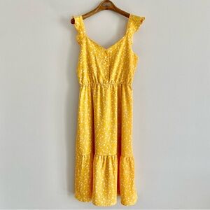 BB Dakota Steve Madden Yellow Crepe Flutter Sleeve Dress Size Small